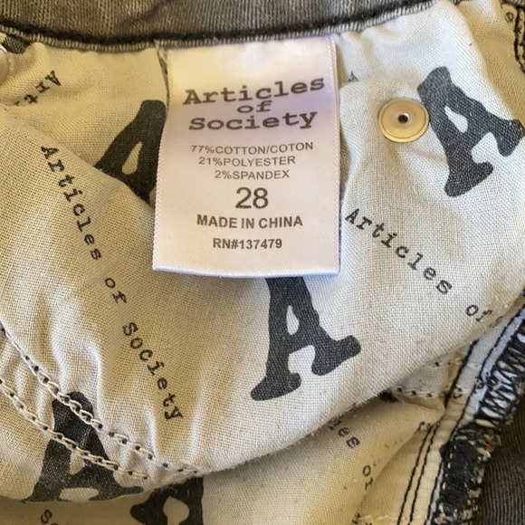 Articles of Society Grey Skinny Jeans SZ 28 - Picture 7 of 11